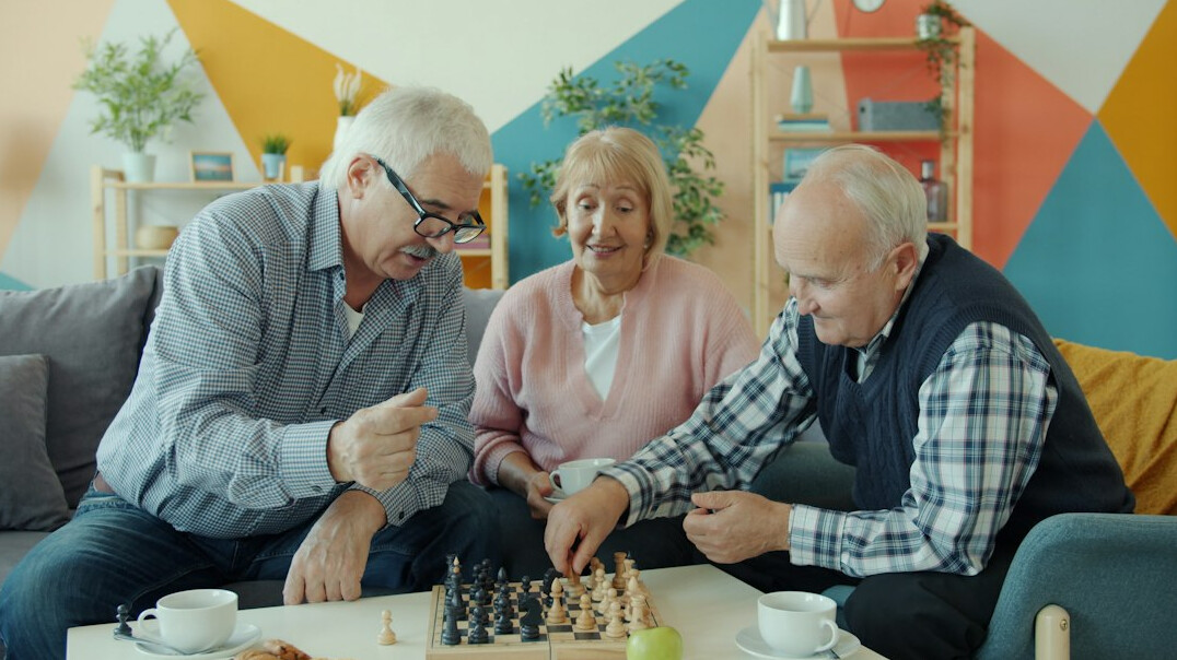 seniors playing board games