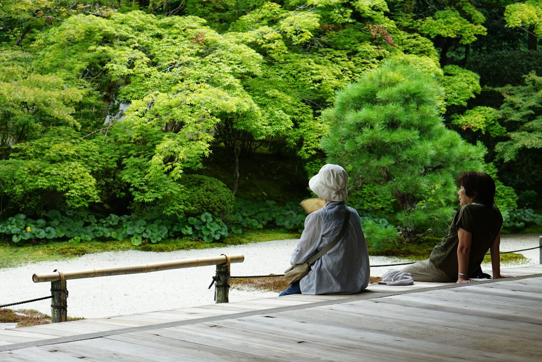 senior people relaxing in garden