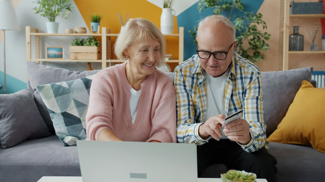 seniors chatting in living room